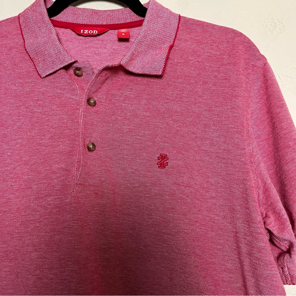 Izod men short sleeve polo‎ red white shirt size M - Picture 12 of 14